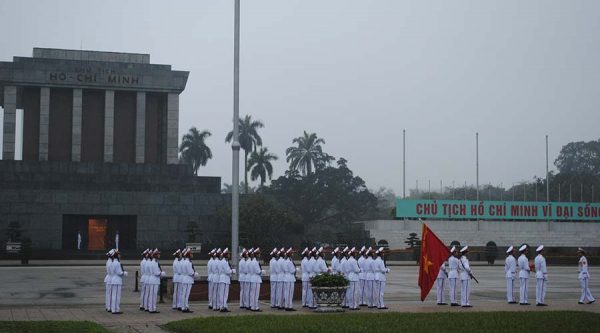 flag rising morning ceremony in Hanoi