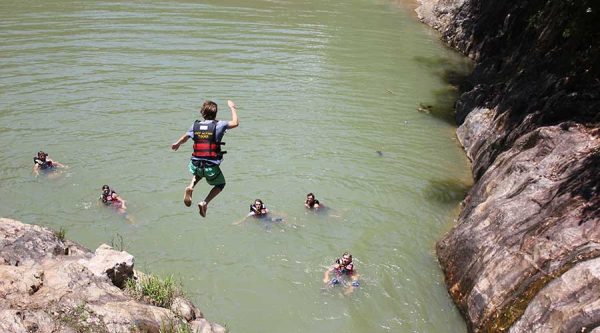 jump from cliff crazy canyoning in Dalat