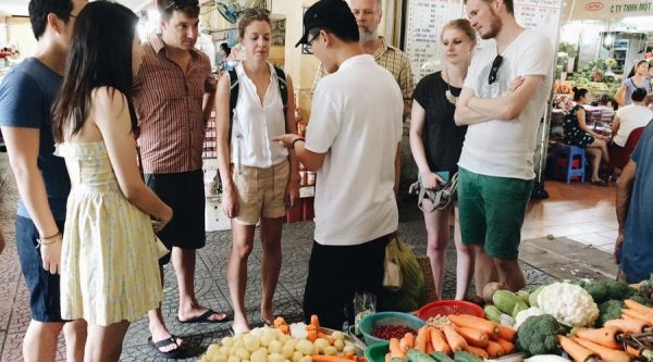 Local market visit in Saigon during cooking class