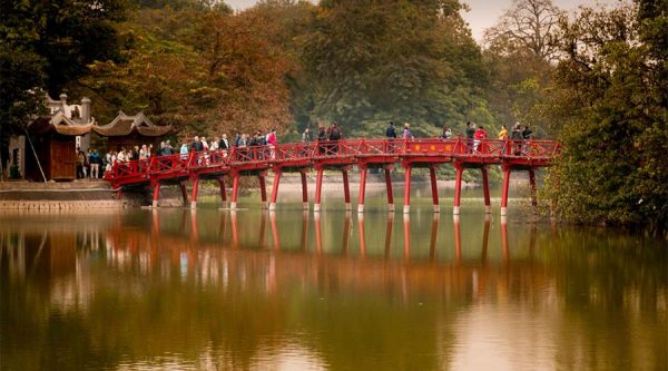 Red bridge in Hanoi