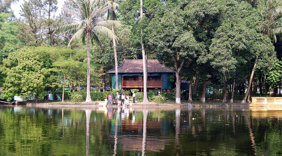 fishing pond in front of Ho Chi Minh’s Stilt House