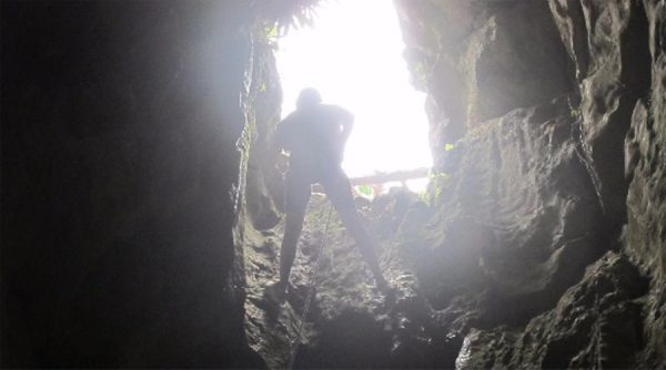 Abseiling in a cave at Da Nang, Vietnam