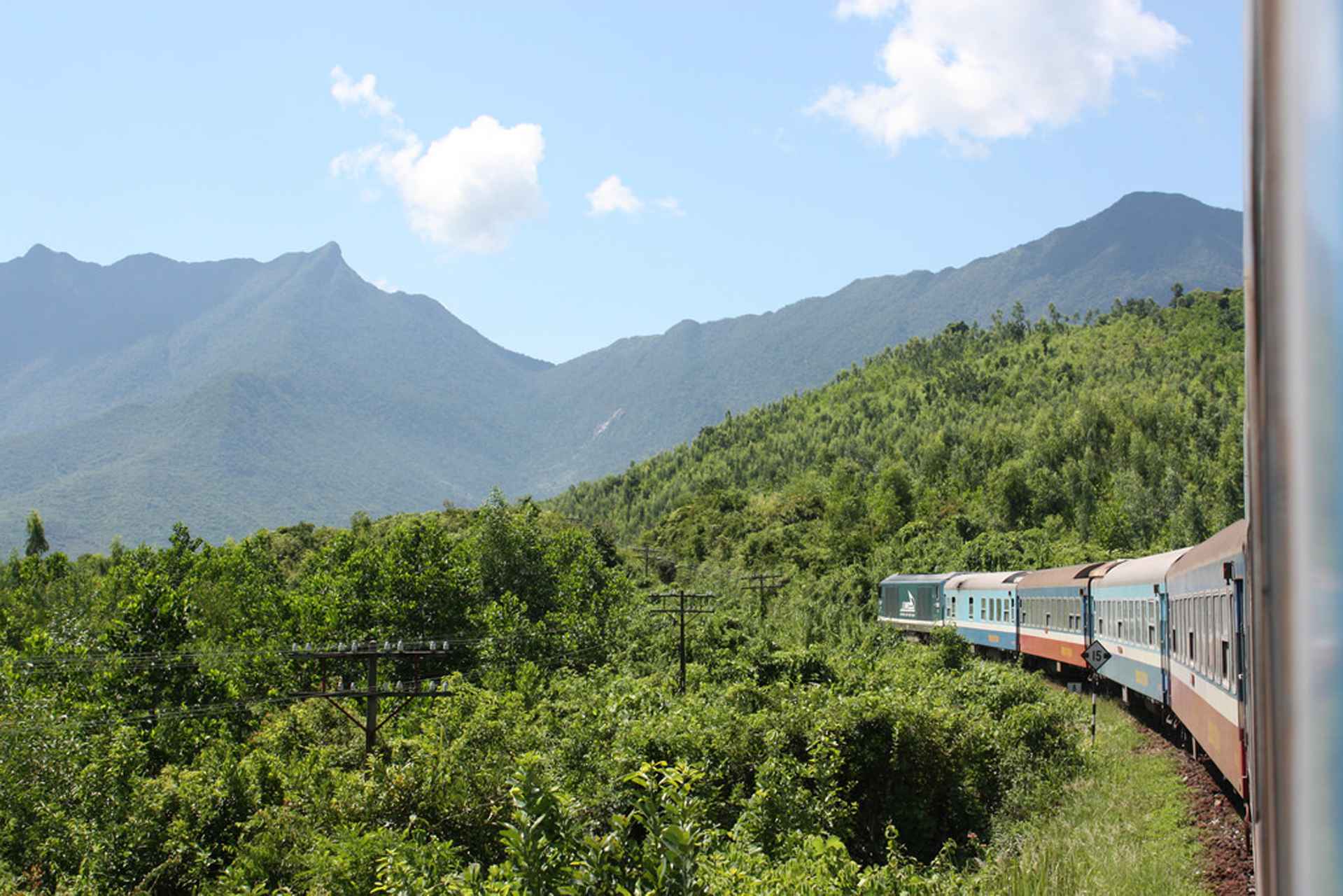Train journey along Hai Van Pass in Vietnam